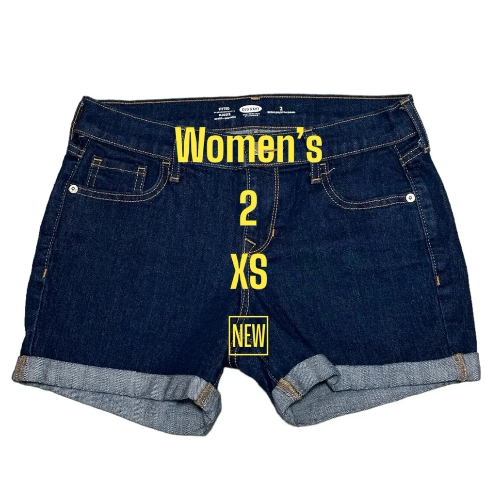 Women's Old Navy 2 Small Shorts Jeans Denim Navy Blue Regular Rolled Stretch